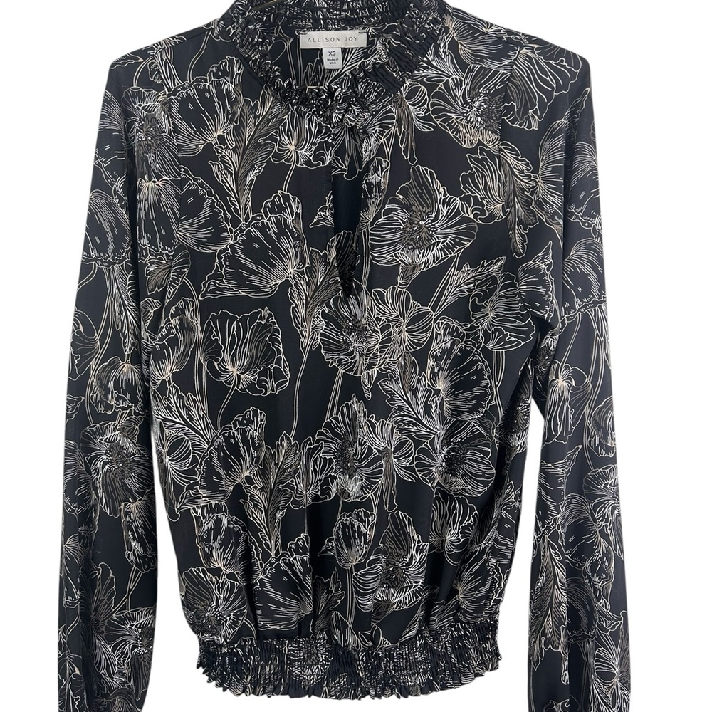 Allison Joy Black and White Floral Blouse
